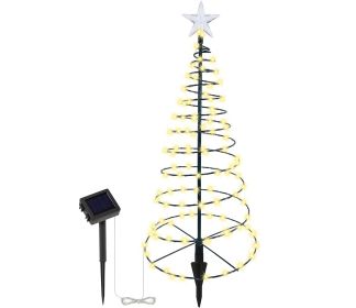 Solar Powered Metal LED Christmas Tree Decorative Lights - 200 LEDs, Easy To Install, 4 Feet Tall, Perfect For The Holidays - Solid Color