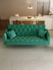71 inch convertible love seat sofa, American retro green velvet, suitable for small living room, bedroom, office