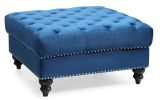 Comfortable Traditional Navy Blue Ottoman