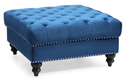 Comfortable Traditional Navy Blue Ottoman