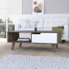 Dark Brown and White 1-Drawer 1-Shelf Rectangle Coffee Table