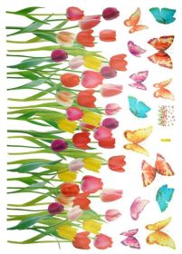 Tulipa & Butterflies - Large Wall Decals Stickers Appliques Home Decor