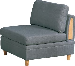 bLiving Room Furniture Armless Chair Steel Color Dorris Fabric 1pc Cushion Armless Chair Wooden Deco