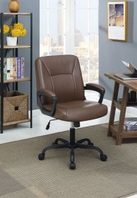 Adjustable Height Office Chair with Padded Armrests, Brown