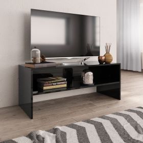 TV Cabinet High Gloss Black 39.4" x 15.7" x 15.7" Engineered Wood