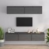 TV Cabinets 5 pcs Gray Solid Wood Pine