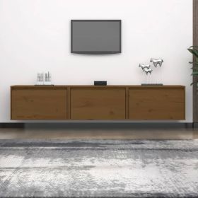 TV Cabinets 3 pcs Honey Brown Solid Wood Pine