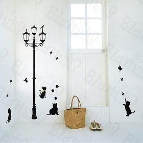 wCats & Lamp - Large Wall Decals Stickers Appliques Home Decor
