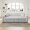 106.3" Soft Rabbit Plush U-shaped 6-Person Sofa. Matches 30.7" Ottoman with Hydraulic Lift. Comfortable & Stylish. For Bedroom & Living Room. Light Gr