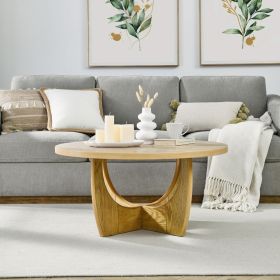 36" Round Coffee Table, Wooden Coffee Tables for Living Room Reception Room Bedroom (Oak Color)