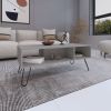 Coffee Table 15.7" H, with 4 Legs and 2 Shelves, White