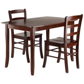 Inglewood 3-Pc Dining Table with Ladder-back Chairs; Walnut