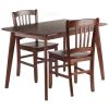 Shaye 3-Pc Dining Table with Slat-back Chairs; Walnut