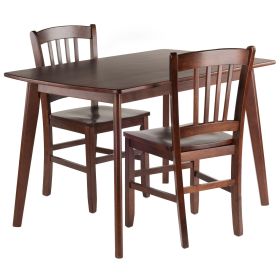 Shaye 3-Pc Dining Table with Slat-back Chairs; Walnut