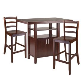 Albany 3-Pc High Table with Ladder-back Counter Stools; Walnut