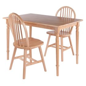 Ravenna 3-Pc Dining Table with Windsor Chairs; Natural