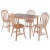 Ravenna 5-Pc Dining Table with Windsor Chairs; Natural