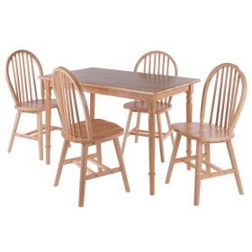 Ravenna 5-Pc Dining Table with Windsor Chairs; Natural