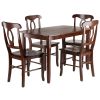 Inglewood 5-Pc Dining Table with Key Hole Back Chairs; Walnut