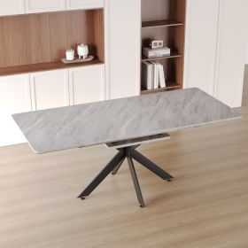 62.4" Extendable 78.15"Very large Grey Dining Table Modern Mid-Century Kitchen Table Set for Dining Room, party Table,Conference table
