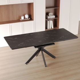 62.4" Extendable 78.15"Very large Black Dining Table Modern Mid-Century Kitchen Table Set for Dining Room, party Table,Conference table