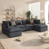 U_Style Modern Large U-Shape Sectional Sofa, 2 Large Chaise with Removable Ottomans, Convertible L-Shape Sectional Sofa with Stylish Piping Design