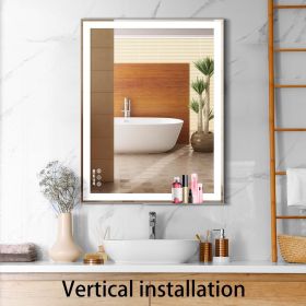 48x24 inch LED Bathroom Vanity Mirror Wall Mounted Adjustable White/Warm/Natural Lights Anti-Fog Touch Switch with Memory Modern Smart Large Bathroom