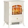 HOMCOM 22" Electric Fireplace Heater, Freestanding Fire Place Stove with Realistic LED Flames and Logs, and Overheating Protection, 750W/1500W, Beige