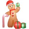 Outsunny 8FT Christmas Inflatable Gingerbread Man, Giant Christmas Inflatables, Huge Blow Up Christmas Decorations with Built-in LED Lights for Indoor