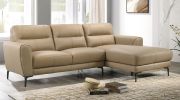 Top Grain Leather Taupe 2pc Sectional Set Right Facing Chaise Left Facing Sofa Living Room Furniture