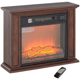 HOMCOM 26" Electric Fireplace with Mantel Surround, 1400W Replaceable Fireplace Insert Heater with Realistic Log and Flame Effect, Remote