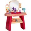 Qaba Kids Vanity Set, Toddler Makeup Table with Faucet, Mirror, LED Light, Music, 23 Accessories, Pretend Play Set for Girls 3-6 Years, Pink