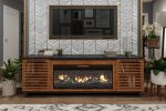 Bridgevine Home Graceland 86 inch Fireplace TV Stand Console for TVs up to 100 inches, Minimal Assembly, Black with Bourbon finish
