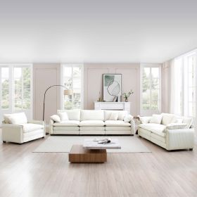 3 Piece Comfortable Oversized Sectional Sofa, One Single Sofa and One 2-Seater Sofa and One 3-Seater Sofa , Beige Corduroy Deep Seat Sofa