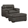 Tirana Contemporary 2-Piece Living Room Set, Fabric Pillow-top Arm Chair with Ottoman, Sequoia Ash