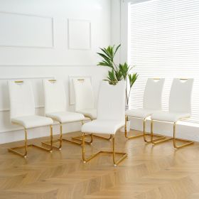 Modern dining table with PU cushion seat dining chair Living Room Chair Upholstered chair with gold-plated leg leg design, kitchen, living room