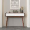 Entryway Table with 2 Carved Panel Drawers, Console Table with Storage Space and Wood Legs,Sofa Table Behind Couch for Hallway, Living Room