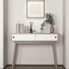 Entryway Table with 2 White Sliding Doors, Console Table with Storage Space and Wood Legs,Sofa Table Behind Couch for Hallway, Living Room