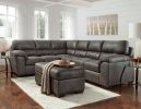 TiTirana Contemporary 2-Piece Living Room Set, Fabric Pillow-top Arm Sectional Sofa with Ottoman, Sequoia Ash