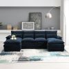 [VIDEO provided][New]110*55" Modern U-shaped Sectional Sofa with Waist Pillows,6-seat Upholstered Symmetrical Sofa Furniture