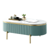 Glam Contemporary Light Teal 1pc Coffee Table White Faux Marble Top Living Room Table W Drawer