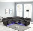 Aviator Modern Style Recliner Sectional Sofa made with Wood in Gray