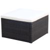 Footstool Ottoman Poly Rattan 20.9"x20.9"x11.8" Brown