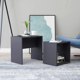 Coffee Table Set Gray 18.9"x11.8"x17.7" Engineered Wood