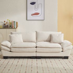 Corduroy Sofa Sleeper Couch Loveseat Sofa with Pillows Comfy Upholstered Deep Seat Sofa for Bedroom,Living Room,Apartment,Office,Dorm-Beige Corduroy