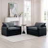 Grey Corduroy,Luxurious and Sophisticated Deep Seated Sofa Set with Two Single Deep Seat Sofa Suitable for Living Room and Office