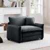 Comfortable Single Deep Seat Sofa With One Pillow, Suitable for Living Room and Bedroom, Club Multiple Occasions,Grey Corduroy