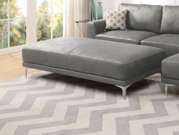 Modern Antique Gray Breathable Leatherette Large Ottoman Metal Legs 1pc Cocktail Ottoman Living Room