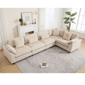 {NEW ARRIVAL} {VIDEO provided} Oversized Modular Sectional Sofa, Convertible Sectional Sofa, Corduroy for Living Room, Beige