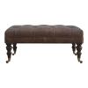 Artisan Furniture Solid Wood Buffalo Leather Ottoman